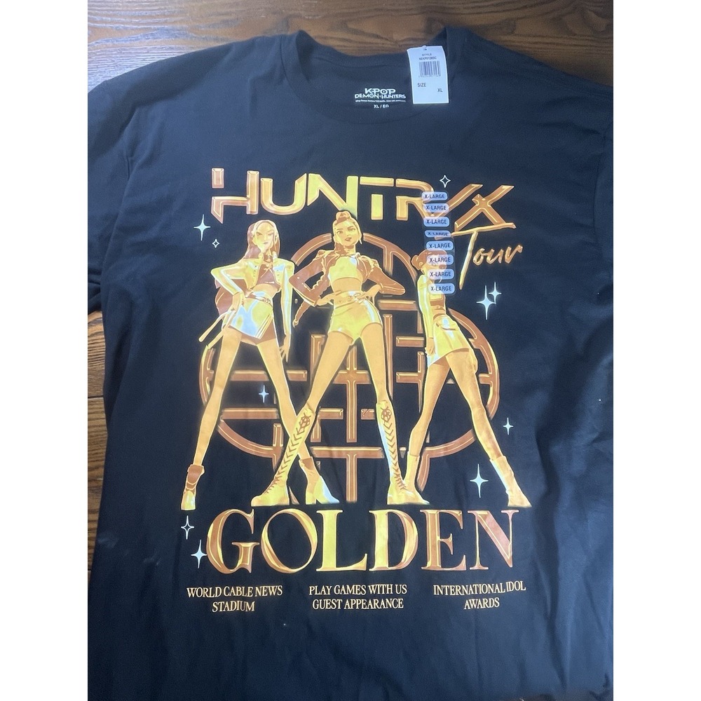 NEW KPop Demon Hunters Huntrix Golden Tour Graphic Tee Size X-Large Unisex Black